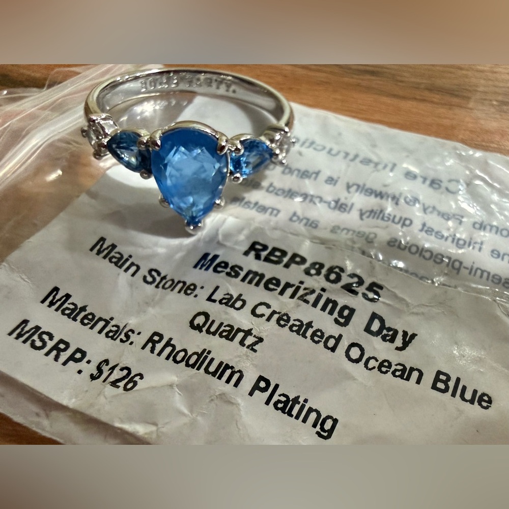 Bomb Party Ring RBP8625 Mesmerizing Day Ocean Blue Quartz size 10